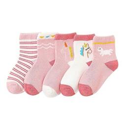 axy Kinder Socken 5 Paar Multipack Jungen Mädchen Kindersocken Kleinkinder Kids Strümpfe (23-26, 5er - Einhorn) von axy