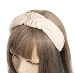 axy Leder Haarreif Lederlook Haarreifen Damen Haarband Vintage Hairband Stirnband Klassische und modische Leather HR27AL (Cremeweiss) von axy