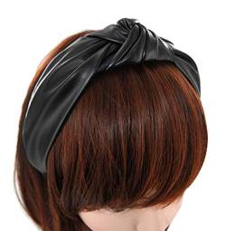 axy Leder Haarreif Lederlook Haarreifen Damen Haarband Vintage Hairband Stirnband Klassische und modische Leather HR27AL (Schwarz) von axy