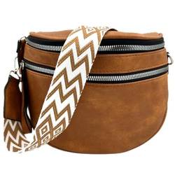 ayados Damen Crossbody Bag Bauchtasche Handtasche Schultergurt Cross body bag Tasche Schultertasche Umhängetasche 76236 (Hell-Braun) von ayados