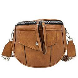 ayados Damen Crossbody Bag Bauchtasche kleine Handtasche Schultergurt Cross body bag Tasche Schultertasche Umhängetasche 76202 C (Hell-Braun) von ayados