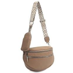 ayados Damen Crossbody Bag Handtasche Schultergurt Cross body bag Tasche Schultertasche Bauchtasche Brusttasche Umhängetasche 23052 (Khaki-Grey) von ayados