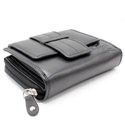 ayados RFID Geldbörse Damen Portemonnaie Echt Leder Frauen Geldbeutel Geld-börse Portmonee Brieftasche Wallet Hunters LW-008-GNP (Schwarz Geldbörse LW-008-GNP) von ayados