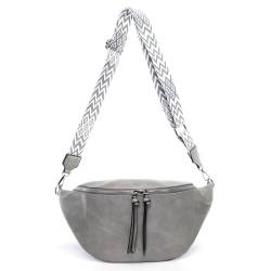 ayados XXL Damen Crossbody Bag Bauchtasche Handtasche Schultergurt Cross body bag Tasche Schultertasche Umhängetasche 22271 (Grau) von ayados