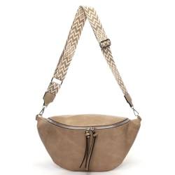 ayados XXL Damen Crossbody Bag Bauchtasche Handtasche Schultergurt Cross body bag Tasche Schultertasche Umhängetasche 22271 (Khaki) von ayados