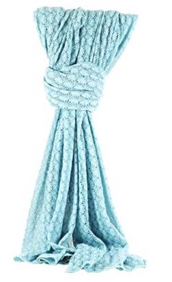 azzesso – Gehäckeltes hell blaues Retro Damen Tuch Annemarie, ca. 190x85 cm, rechteckig, Einfarbiger Damenschal mit Lochmuster Made in Italy von azzesso