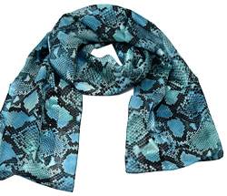 azzesso - Schlangenmuster Schal Marion schwarz blau, Schaltuch ca. 36 x 160 cm, auffälliges Damen Halstuch im Schlangen Design von azzesso
