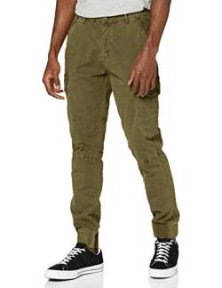 BLEND BHBHNAN Herren Cargohose Lange Hose mit Stretch und elastischer Beinabschluss Regular Fit, Größe:W36/32, Farbe:Martini Olive (77238) von b BLEND