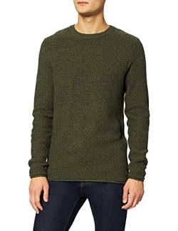 Blend 20712644 Herren Strickpullover Grobstrick Pullover mit Rundhalsausschnitt O-Neck Meliert, Größe:XL, Farbe:Winter Moss (180523) von b BLEND