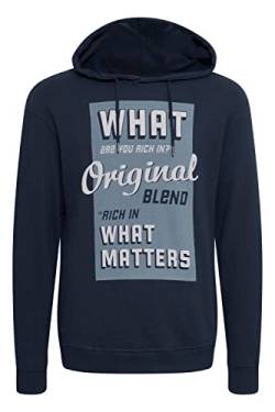 Blend 20714285 Herren Kapuzenpullover Sweatshirt Hoodie Pullover mit Kapuze und Print, Größe:S, Farbe:Dress Blues (194024) von b BLEND