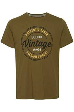 Blend 20714811 Tee Herren T-Shirt Kurzarm Shirt mit Print Rundhals-Ausschnitt Frontprint hochwertige Baumwoll-Qualität, Größe:M, Farbe:Military Olive (190622) von b BLEND