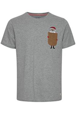 Blend 20714914 Herren T-Shirt Kurzarm Weihnachts T-Shirt mit Stickerei X-Mas Rundhalsausschnitt Brusttasche, Größe:L, Farbe:Stone Mix (200274) von b BLEND