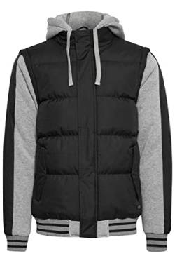 Blend 20714935 Outerwear Herren Steppjacke Übergangsjacke Jacke Bomberjacke mit Sweat-Ärmeln und Kapuze Regular Fit, Größe:L, Farbe:Black (194007) von b BLEND