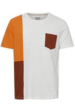 Blend 20715029 Tee Herren T-Shirt Kurzarm Shirt mit Color-Block und Brusttasche Rundhals-Ausschnitt Hochwertige Baumwoll-Qualität, Größe:XL, Farbe:Snow White (110602) von b BLEND