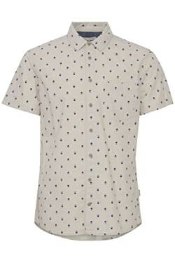 Blend 20715739 Shirt Herren Kurzarmhemd Herrenhemd Hemd Regular Fit Club-Kragen Minimal-Muster Hochwertige Baumwoll-Qualität, Größe:L, Farbe:Pumice Stone (140002) von b BLEND