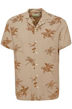 Blend 20716117 Shirt Herren Kurzarmhemd Herrenhemd Hemd Bowlinghemd Cuba-Kragen Umlegekragen Regular Fit Hochwertige Viskose-Qualität Flower-Muster Blumen, Größe:XL, Farbe:Crockery (161104) von b BLEND