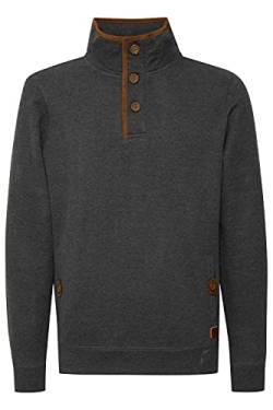 Blend Achlias Herren Troyer Sweatpullover mit Stehkragen Knöpfen und Taschen, Größe:L, Farbe:Charcoal (70818) von b BLEND