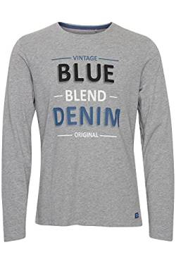 Blend Arnold Herren Longsleeve Langarmshirt Shirt Mit Print aus 100% Baumwolle, Größe:L, Farbe:Stone Mix (200274) von b BLEND