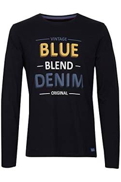 Blend Arnold Herren Longsleeve Langarmshirt Shirt Mit Print aus 100% Baumwolle, Größe:XL, Farbe:Black (194007) von b BLEND