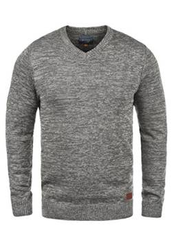 Blend BHDansel Herren Strickpullover Feinstrick Pullover mit V-Ausschnitt, Größe:XL, Farbe:Pewter Mix (70817) von b BLEND