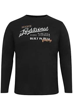 Blend BT Dopper Longsleeve Herren Big & Tall Langarmshirt Shirt mit Print Große Größen bis 6XL aus 100% Baumwolle, Größe:4XL, Farbe:Black (194007) von b BLEND