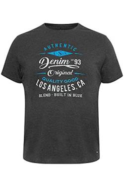 Blend BT Doppler Shirt Herren Big & Tall mit Print T-Shirt mit Aufdruck Große Größen bis 6XL aus 100% Baumwolle, Größe:4XL, Farbe:Charcoal Mix (200278) von b BLEND