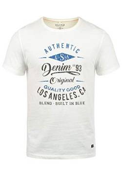 Blend Doppler Herren T-Shirt Kurzarm Shirt Mit Print Und Rundhalsausschnitt Aus 100% Baumwolle, Größe:L, Farbe:Offwhite (70005) von b BLEND