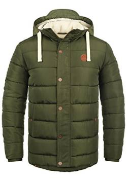 Blend Frederic Herren Winter Jacke Steppjacke lange Winterjacke gefüttert mit Stehkragen und Abnehmbarer Kapuze und Teddy-Futter, Größe:L, Farbe:Ivy Green (77086) von b BLEND