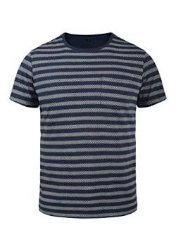 Blend Ilmari Herren T-Shirt Kurzarm Shirt mit Streifen und Rundhalsausschnitt aus 100% Baumwolle, Größe:M, Farbe:Navy (70230) von b BLEND
