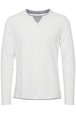 Blend Leonas Herren Longsleeve Langarmshirt Shirt mit Rundhals-Ausschnitt und Double Layer V-Neck Look, Größe:L, Farbe:Offwhite (70005) von b BLEND
