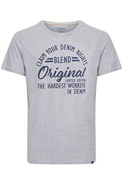 Blend Mike Herren T-Shirt Kurzarm Shirt mit Print aus 100% Baumwolle, Größe:L, Farbe:Stone Mix (200274) von b BLEND