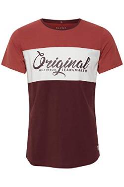 Blend Nero Herren T-Shirt Kurzarm Shirt Print Mit Streifen Und Rundhalsausschnitt, Größe:XL, Farbe:Wine Red (73812) von b BLEND