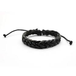 b behover. Genuine Leather Adjustable Black Bracelet For Men - Braided von b behover.
