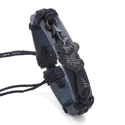 b behover. Genuine Leather Adjustable Black Double Heart Bracelet Gift For Men von b behover.