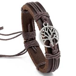 b behover. Genuine Leather Adjustable Brown Bracelet For Men - With Tree von b behover.