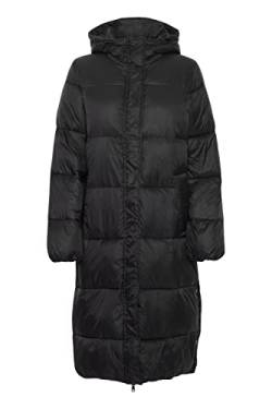 b.young BYABELA COAT Damen Steppmantel Wintermantel Winterjacke Lange Puffer-Jacke mit seitlicher Knopfleiste, Größe:38, Farbe:Black (200451) von b.young