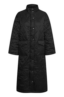 b.young BYASINE Damen Steppmantel Wintermantel Winterjacke Lange Jacke mit Knopfleiste Stehkragen aufgesetzte Taschen, Größe:36, Farbe:Black (200451) von b.young