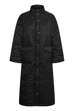 b.young BYASINE Damen Steppmantel Wintermantel Winterjacke Lange Jacke mit Knopfleiste Stehkragen aufgesetzte Taschen, Größe:40, Farbe:Black (200451) von b.young