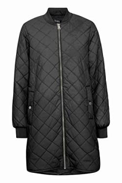 b.young BYCANNA Damen Steppmantel Wintermantel Winterjacke Lange Jacke mit Reißverschluss seitliche Eingrifftaschen Ripp-Kragen, Größe:34, Farbe:Black (200451) von b.young