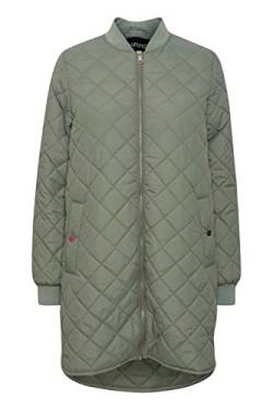 b.young BYCANNA Damen Steppmantel Wintermantel Winterjacke Lange Jacke mit Reißverschluss seitliche Eingrifftaschen Ripp-Kragen, Größe:38, Farbe:Sea Spray (176212) von b.young