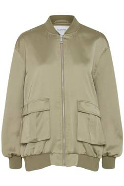 b.young BYESTO BOMBER JACKET Damen Übergangsjacke Kurzjacke Jacke glattes Futter Rundhals 96% Polyester, 4% Elasthan loose fit, Größe:34, Farbe:Aloe (170620) von b.young