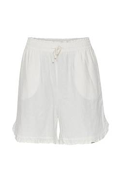 b.young BYFALAKKA Damen Chino Shorts Bermuda Kurze Hose Leinen Shorts mit elastischem Bund und Rüschensaum Regular-Fit, Größe:40, Farbe:Off White (114800) von b.young