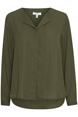 b.young BYHialice Damen Bluse Hemdbluse Langarm mit V-Ausschnitt, Größe:40, Farbe:Rifle Green (190419) von b.young