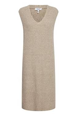 b.young BYMAYLY Dress Damen Freizeitkleid Strickkleid mit V-Ausschnitt und seitlichen Schlitzen, Größe:2XL, Farbe:Cement Melange (1407081) von b.young