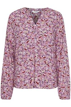 b.young BYMMJOELLA Damen Langarmshirt Langarmbluse Bluse mit V-Auschnitt mit Knopfleiste Allover-Print Regular Fit aus 100% Viskose LENZING(TM) ECOVERO(TM), Größe:38, Farbe:Ash Rose Mix (201129) von b.young