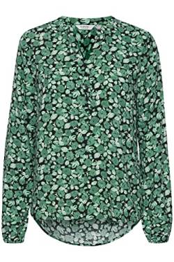b.young BYMMJOELLA Damen Langarmshirt Langarmbluse Bluse mit V-Auschnitt mit Knopfleiste Allover-Print Regular Fit aus 100% Viskose LENZING(TM) ECOVERO(TM), Größe:38, Farbe:Frosty Green Mix (201069) von b.young