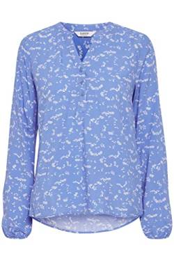 b.young BYMMJOELLA Damen Langarmshirt Langarmbluse Bluse mit V-Auschnitt mit Knopfleiste Allover-Print Regular Fit aus 100% Viskose LENZING(TM) ECOVERO(TM), Größe:38, Farbe:Ultramarine Mix (201168) von b.young