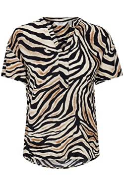 b.young BYMMJOELLA Tunic Damen Shirt Kurzarmshirt Kurzarmbluse Bluse mit V-Auschnitt Allover-Print aus 100% Viskose LENZING(TM) ECOVERO(TM), Größe:36, Farbe:Cement Mix (200482) von b.young