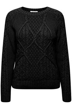 b.young BYOLGI Jumper Damen Strickpullover Strukturmuster Grobstrick Pullover mit Rundhalsausschnitt, Größe:M, Farbe:Black (200451) von b.young