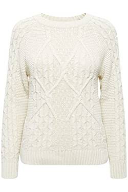 b.young BYOLGI Jumper Damen Strickpullover Strukturmuster Grobstrick Pullover mit Rundhalsausschnitt, Größe:XL, Farbe:Off White (114800) von b.young